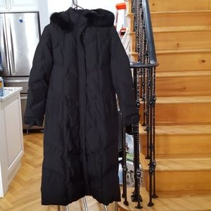 Black Tahari Long Down Puffer Coat